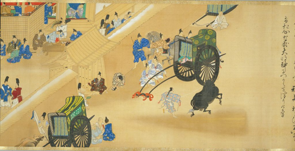 『春日権現験記絵』（模本）_巻5（東京国立博物館）より、築地（塀）と牛車